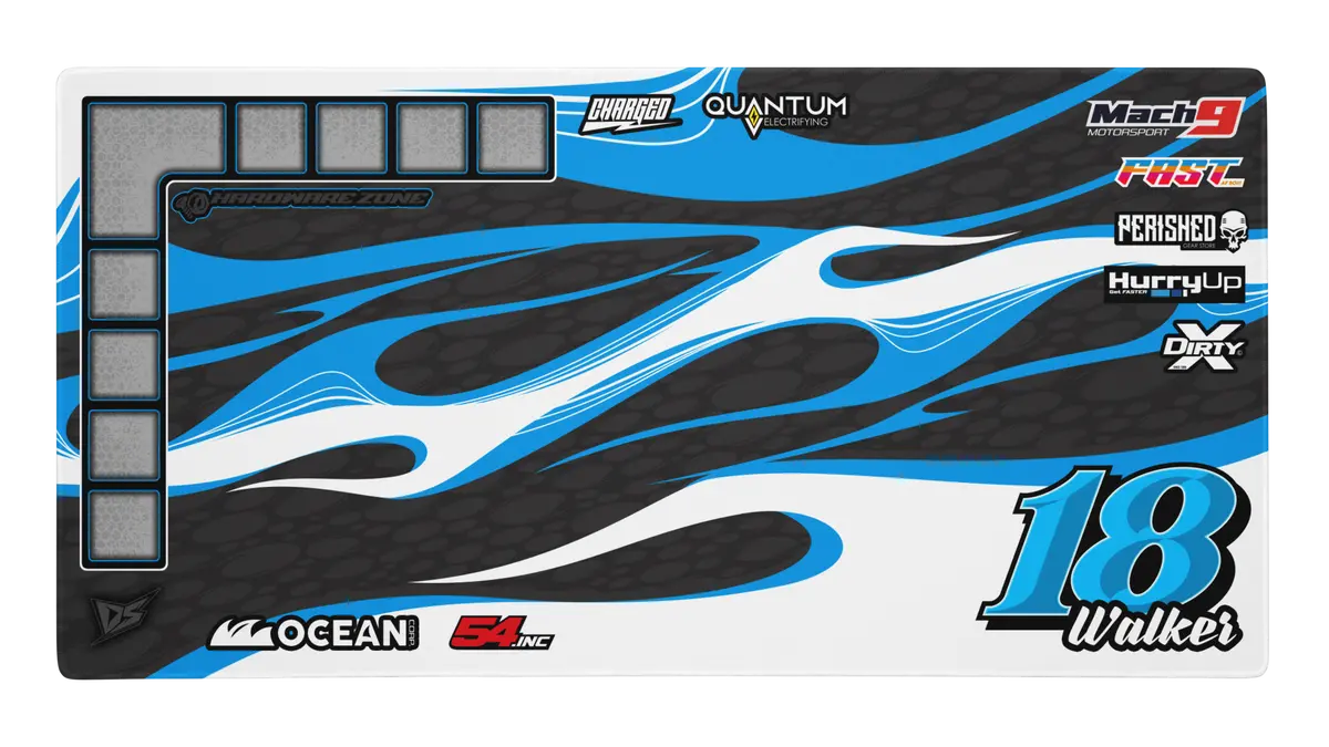 'Turbulence' Premium Rc Pit / Work Mat – Customizable, Rollable, Rubber Non-Slip Base, Polyester Top, Stitched Edges 8