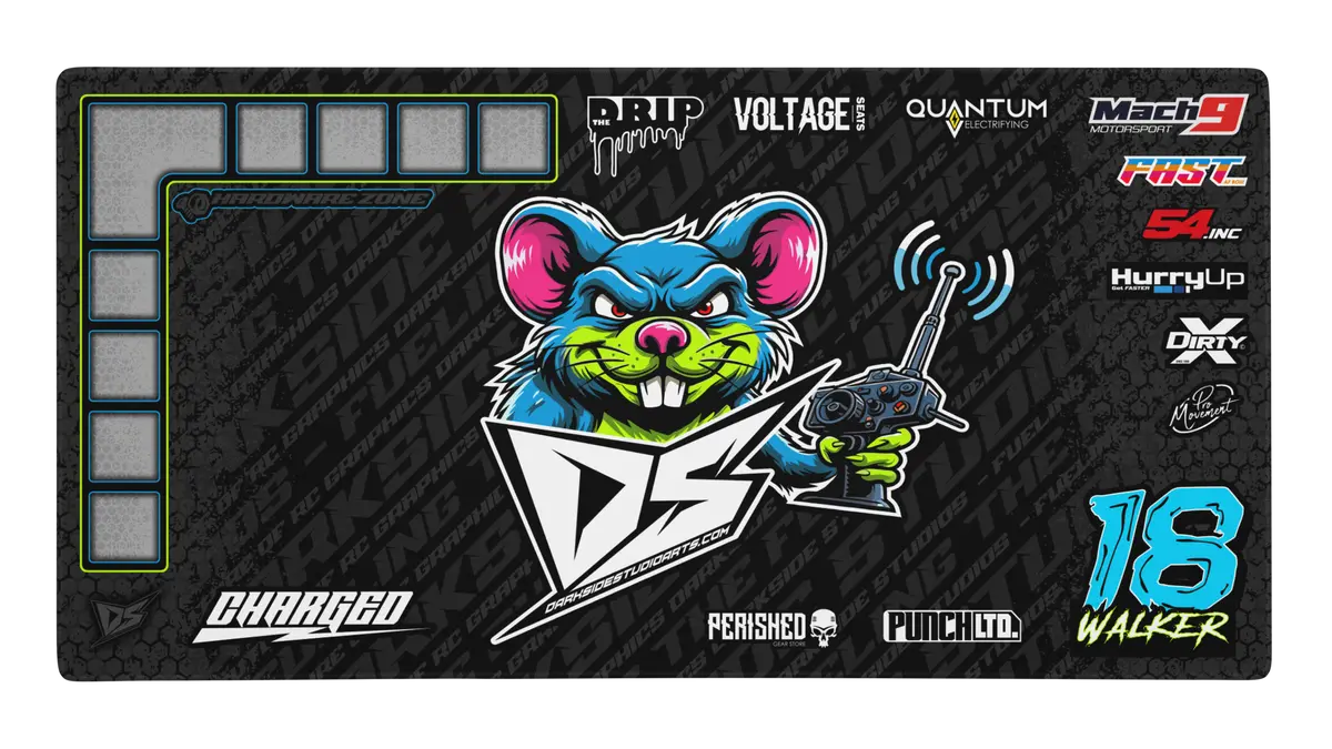 'Darkside Studios V1' Premium Rc Pit / Work Mat – Customizable, Rollable, Rubber Non-Slip Base, Polyester Top, Stitched Edges 1