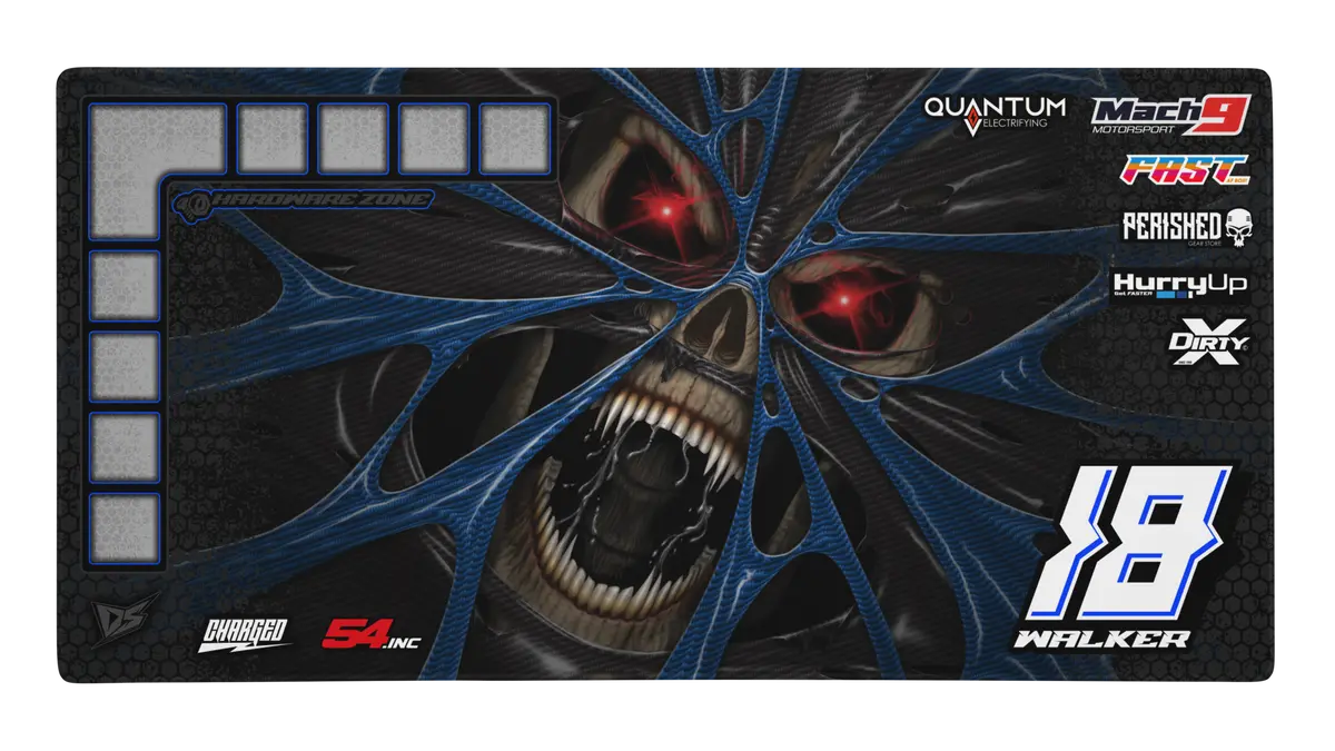 'The Demons Within' Premium Rc Pit / Work Mat – Customizable, Rollable, Rubber Non-Slip Base, Polyester Top, Stitched Edges 1