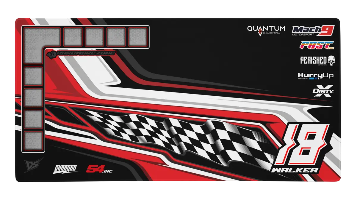 'Finish Line' Premium Rc Pit / Work Mat – Customizable, Rollable, Rubber Non-Slip Base, Polyester Top, Stitched Edges 1