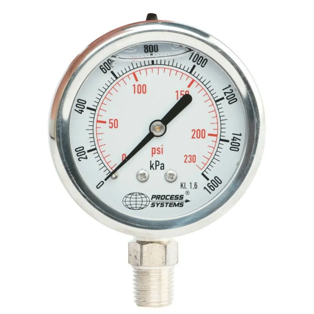 Go 3/8" Bsp Bottom Entry 316 Ss Pressure Gauges 100Mm 1