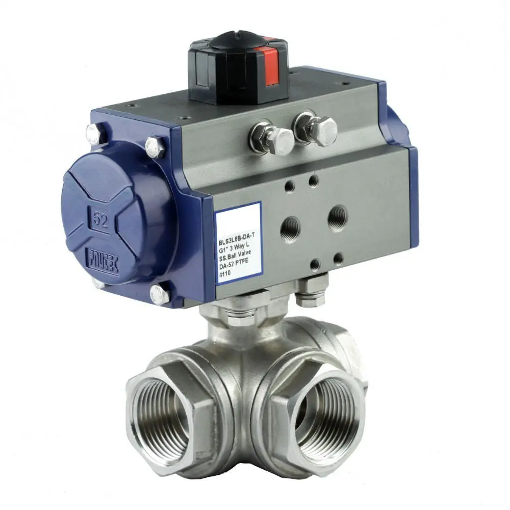 Go Ball Valves Actuated Spring Return Pneumatic 316 Stainless 3 Way Bls3sr 1