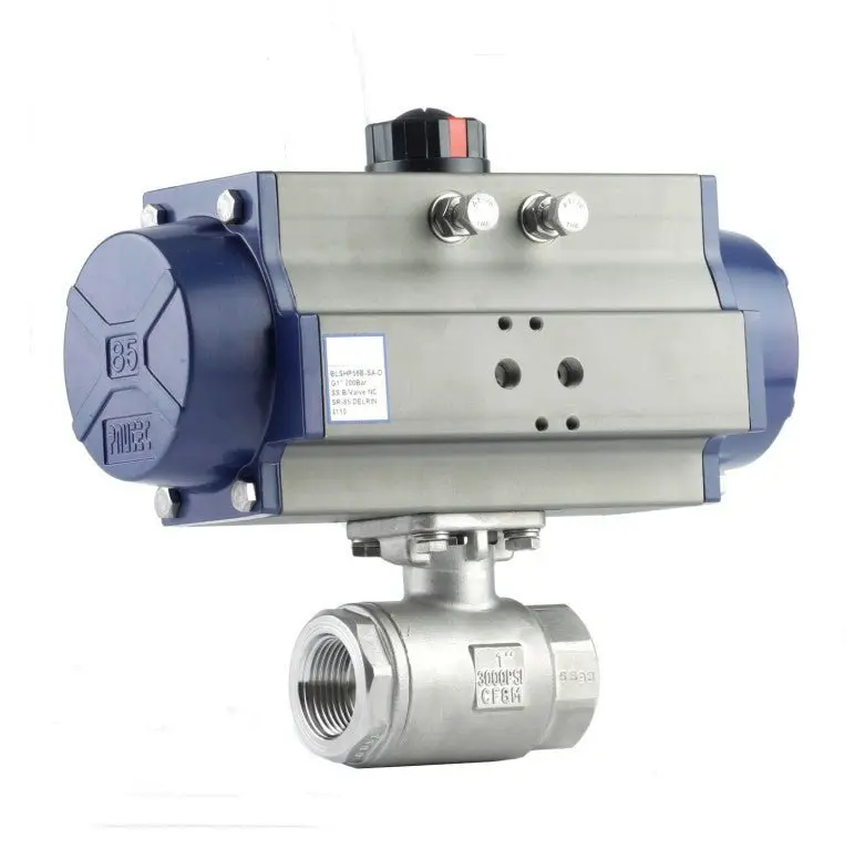 Go Ball Valves Actuated Spring Return Pneumatic High Pressure Two Piece Full Bore 316 Stainless Scr Bsp Blshpsr 1