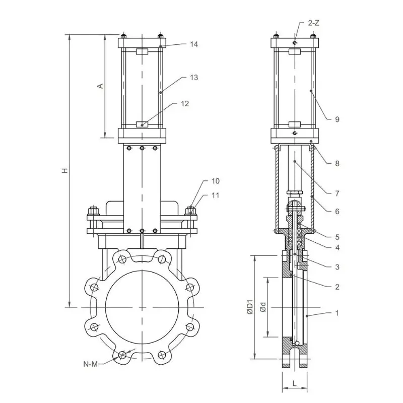 Go Kgsda 316 Stainless Knifegate Valves Actuated Double Acting Pneumatic 5