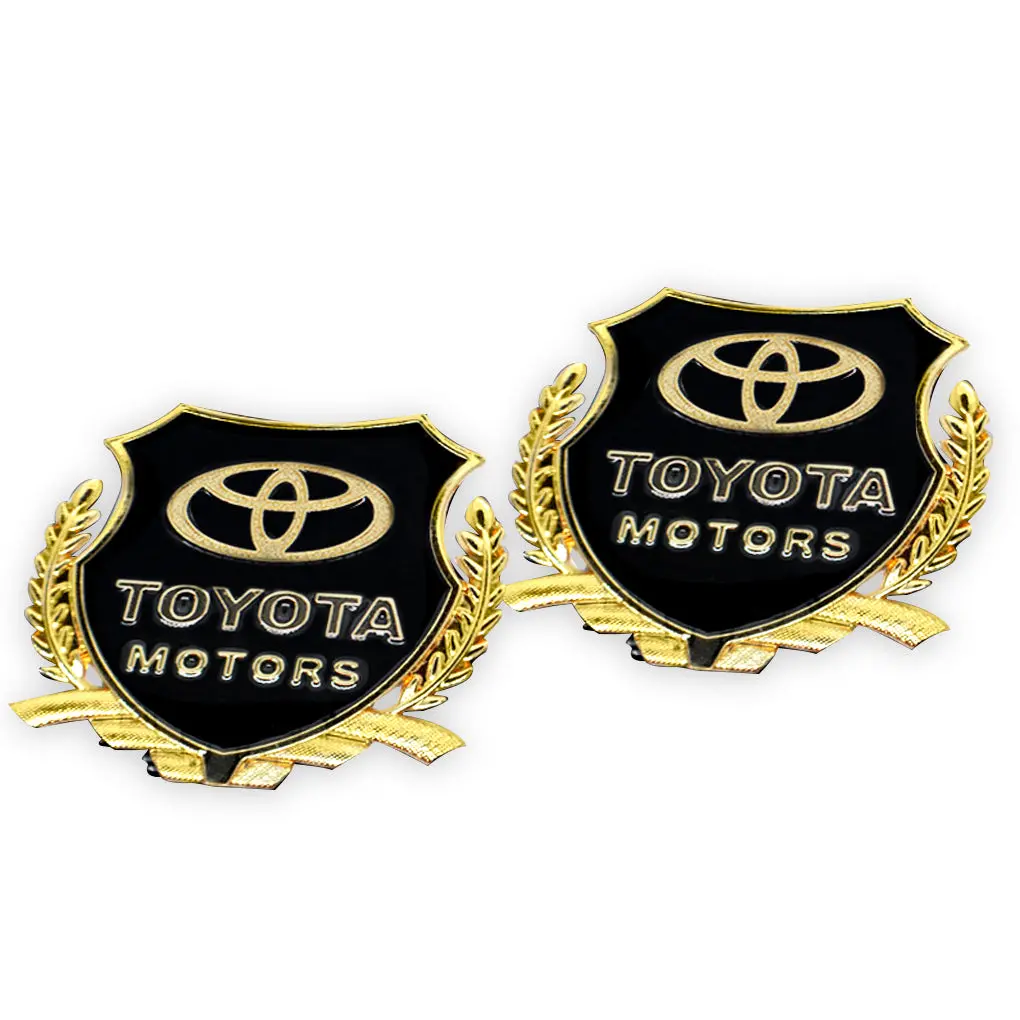 2Pcs Toyota Car Badge Decal Car Logo Chrome Emblem Sticker Gold/Silver 1