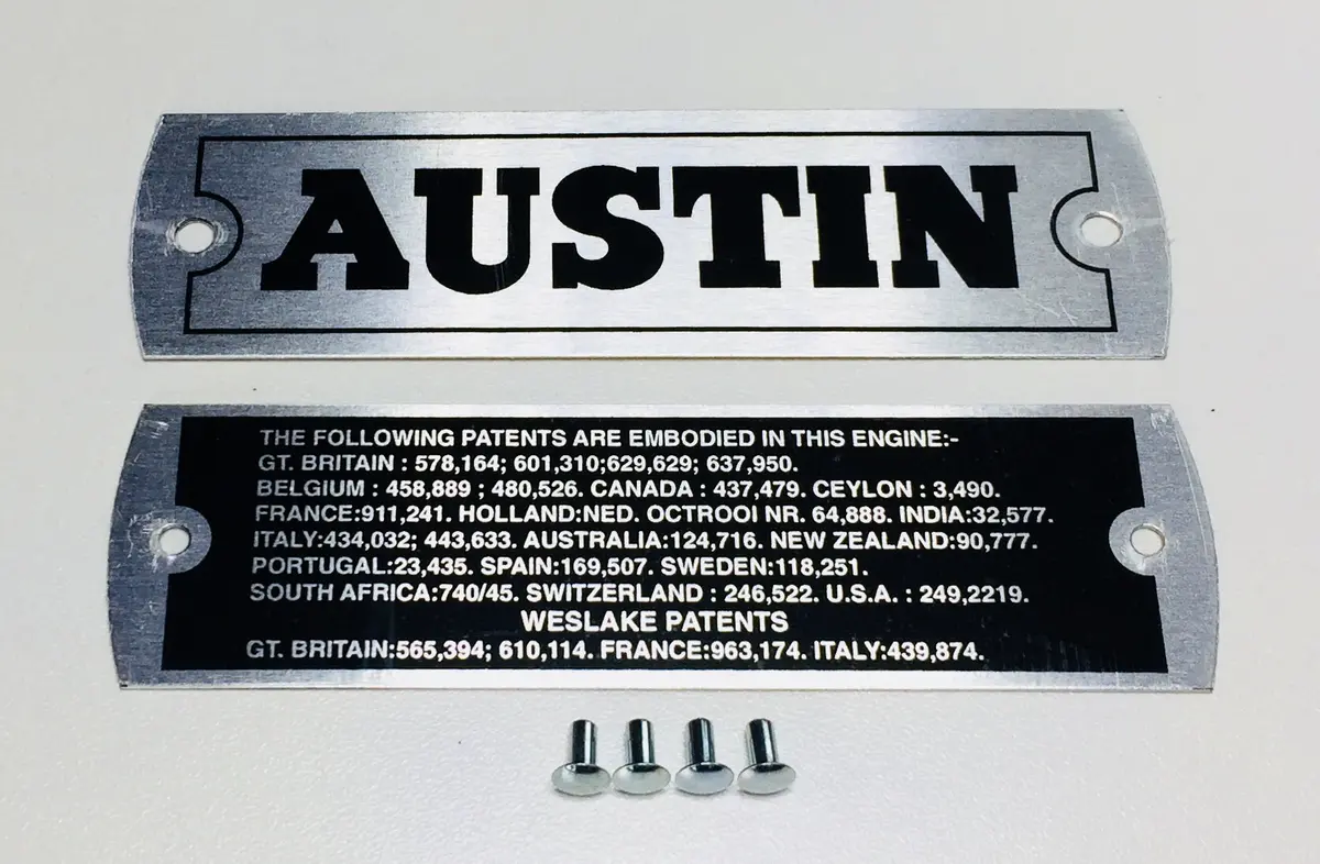 Austin Healey Sprite Engine Valve Cover Id Plate Kit (948-1275 Engines) 1