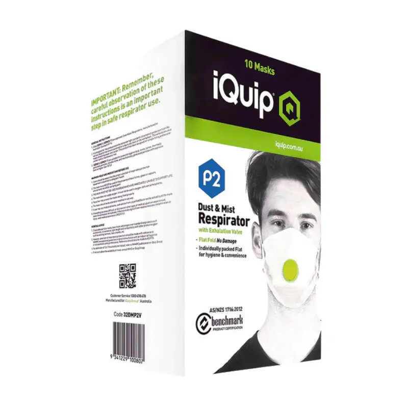 Iquip Dust & Mist Mask Flat Fold P2 With Carbon Active Valve 1
