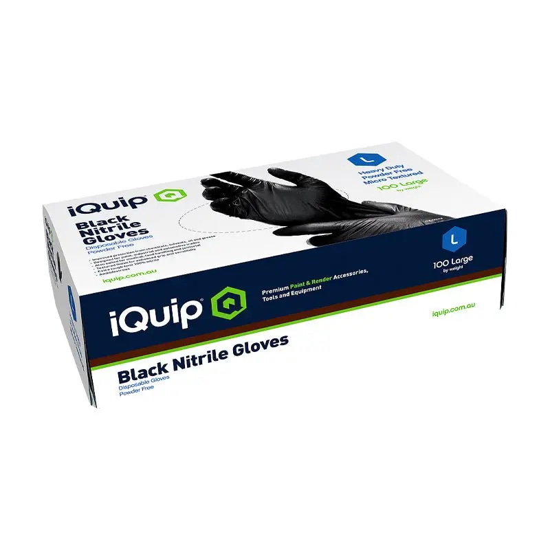 Iquip Textured Medium Size Black Nitrile Gloves 100 Pairs 1