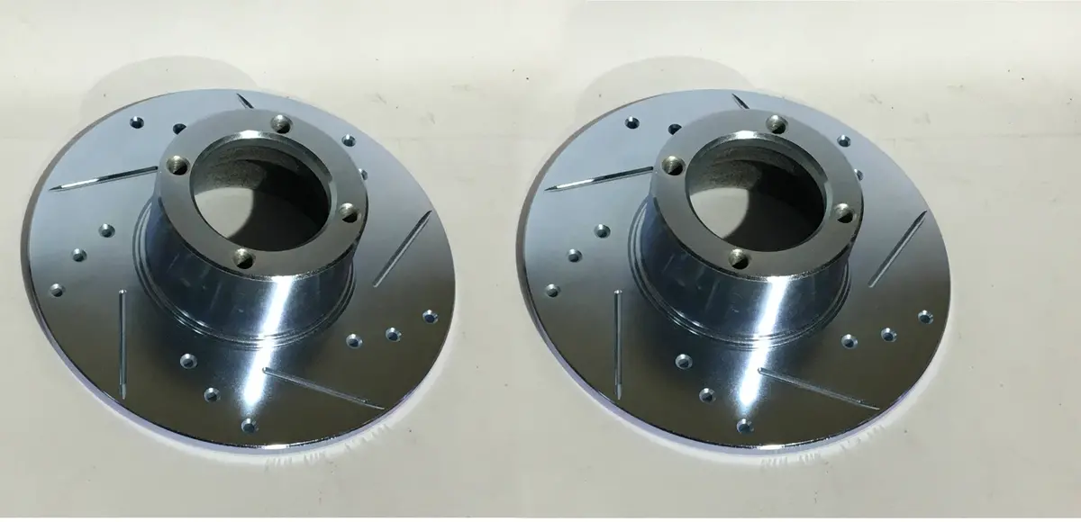Front Disc Brake - Cross Drilled & Slotted Rotors (Pair For Four-Bolt Wheels) (All Spridgets) 1