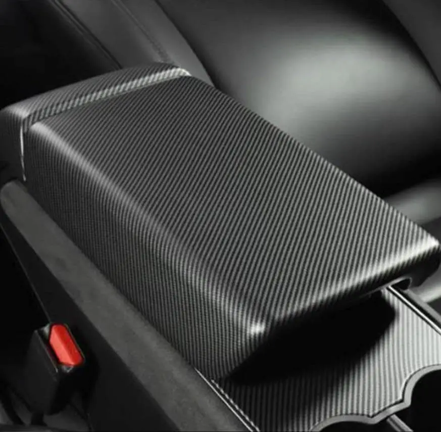 Real Molded Matte Carbon Fiber Armrest Fascia Cover For Tesla Model 3 2017-2023 2