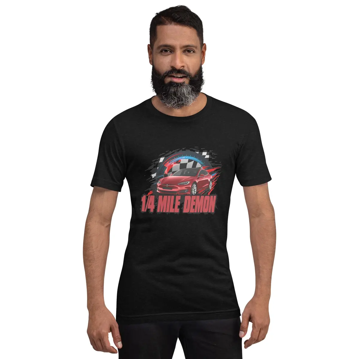 1/4 Quarter Mile Demon Short Sleeve Unisex T-Shirt Tesla Plaid 1