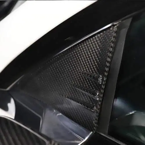 Real Molded Gloss A-Pillar Carbon Fiber Front Quarter Glass Overlay Covers For Tesla Model 3 2017-2023 1
