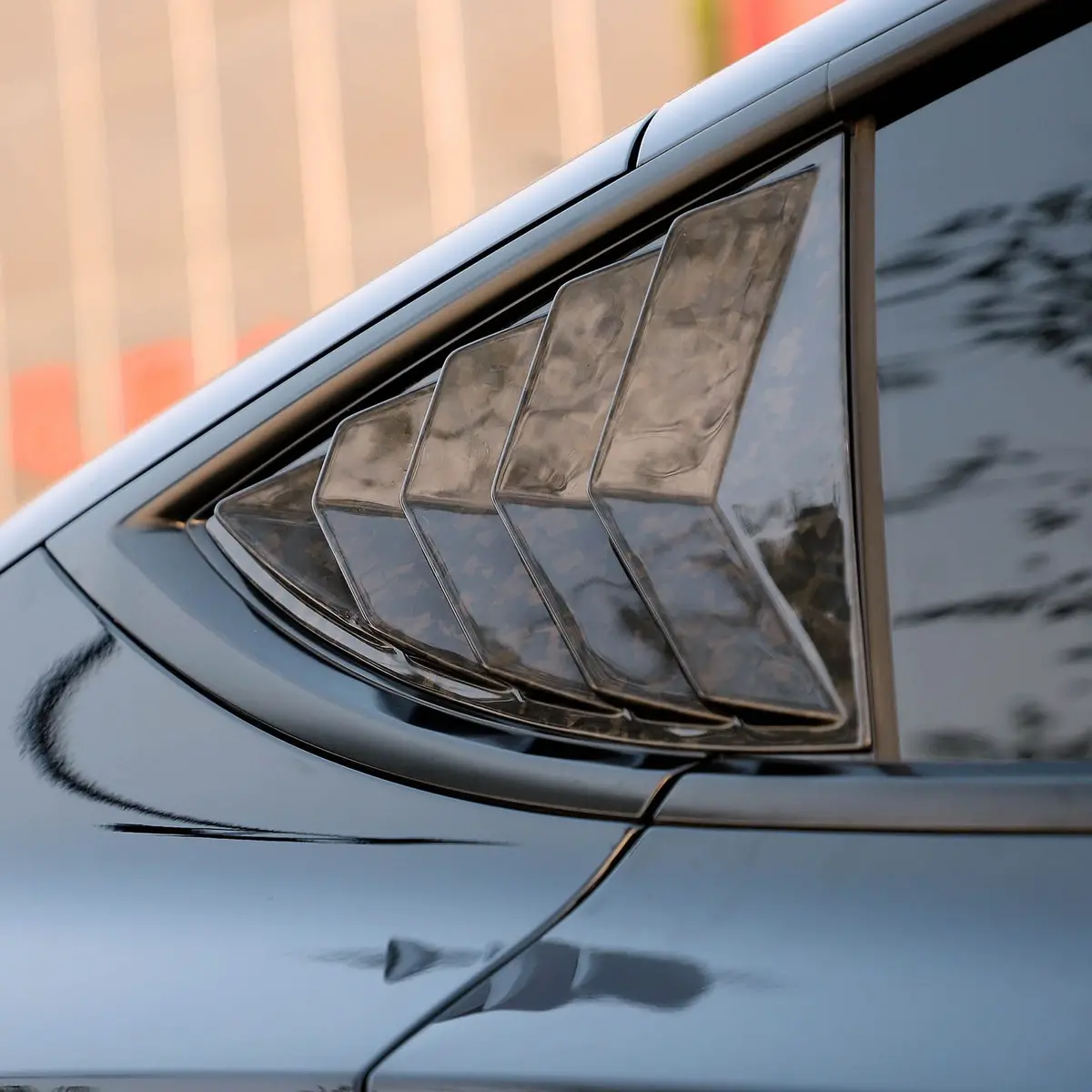 Real Molded Forged Carbon Fiber Rear Quarter Glass Louvres Trims For Tesla Model Y 2020-2026 1