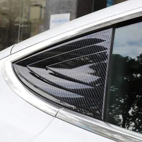 Carbon Fiber Effect Rear Quarter Glass Louvres Trims For Tesla Model 3 2017-2023 1