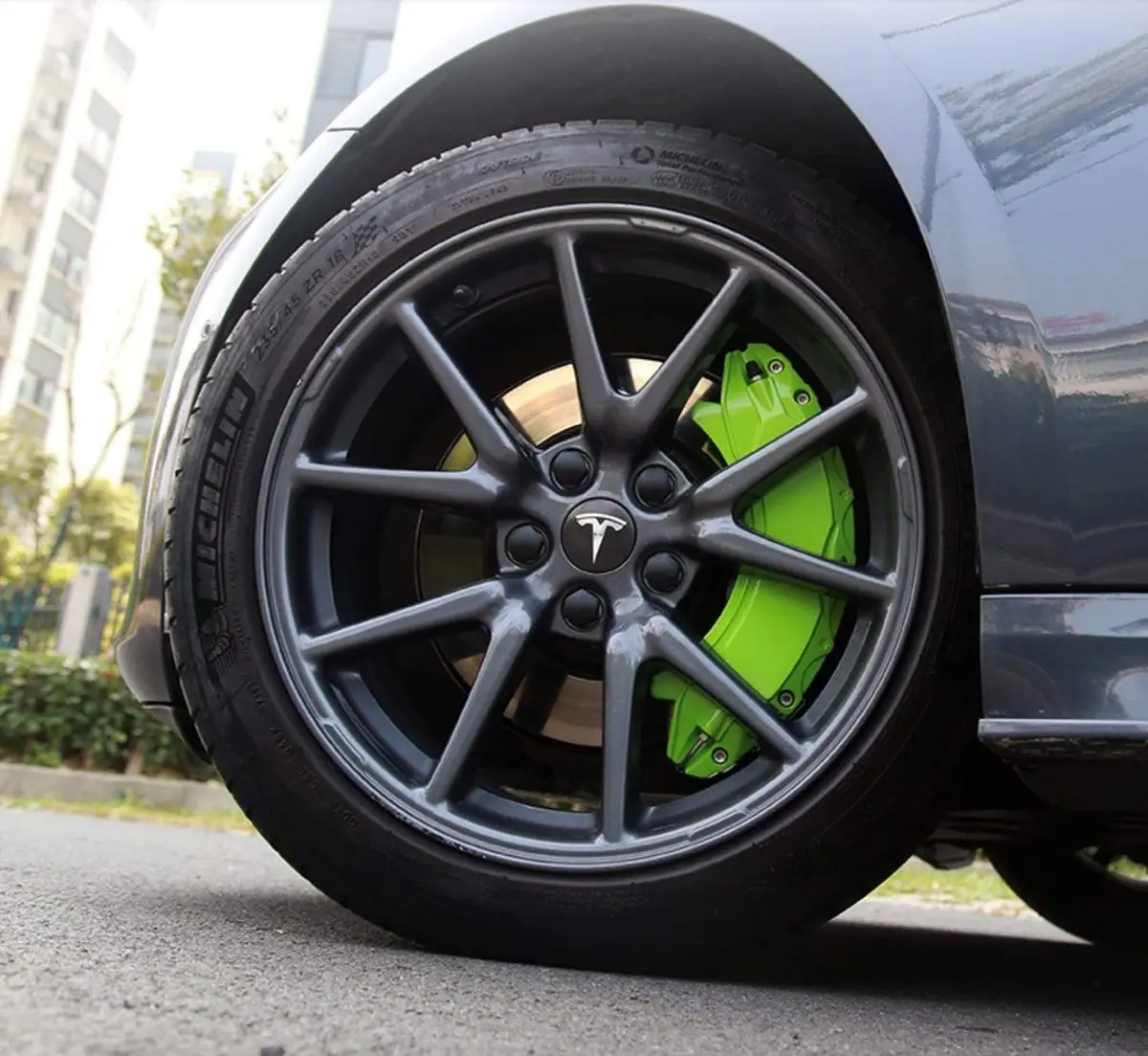 Racing Green Brake Caliper Overlay Covers For Tesla Model 3 2017-2023 1