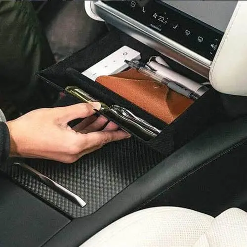 Carbon Fiber Effect Tesla Center Console Drawer Tray For Tesla Model X 2015-2019 1