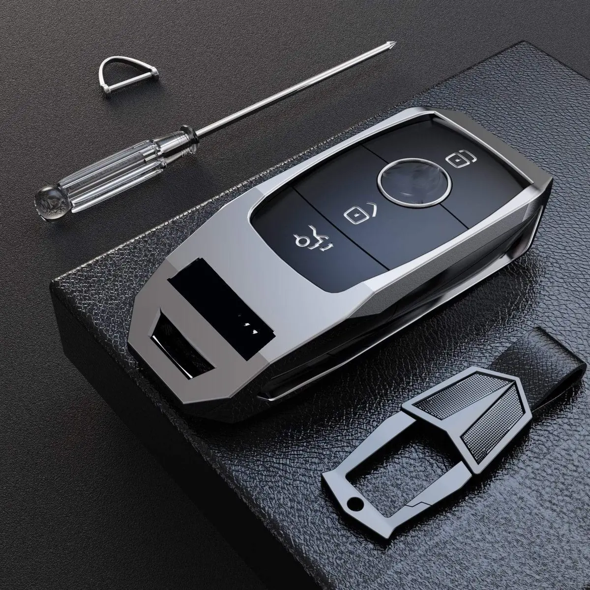 Brutalist Metal Alloy Key Fob Case For Mercedes-Benz Eqc 1
