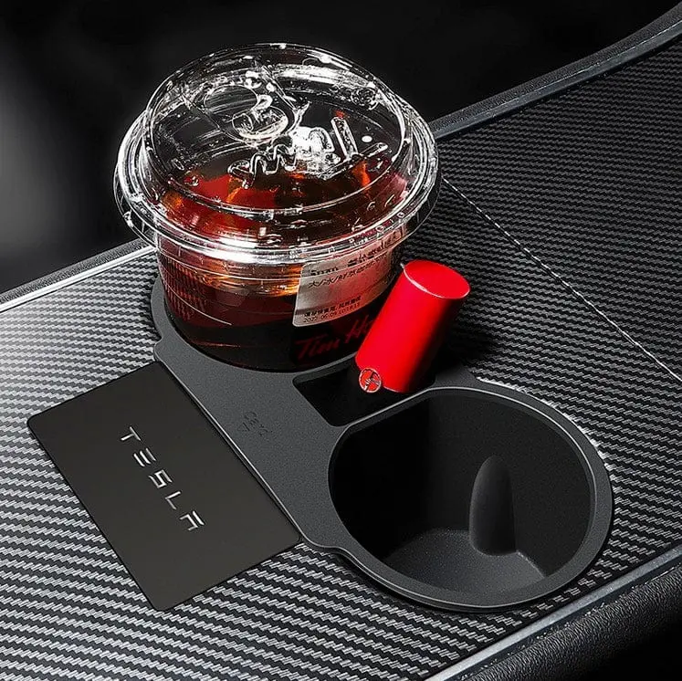 Non-Slip Center Console Cup Holder With Storage V2 For Tesla Model Y 2021-2026 1