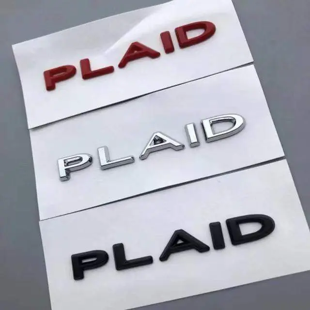 Plaid Lettering Emblem Trunk Badge For All Teslas 1