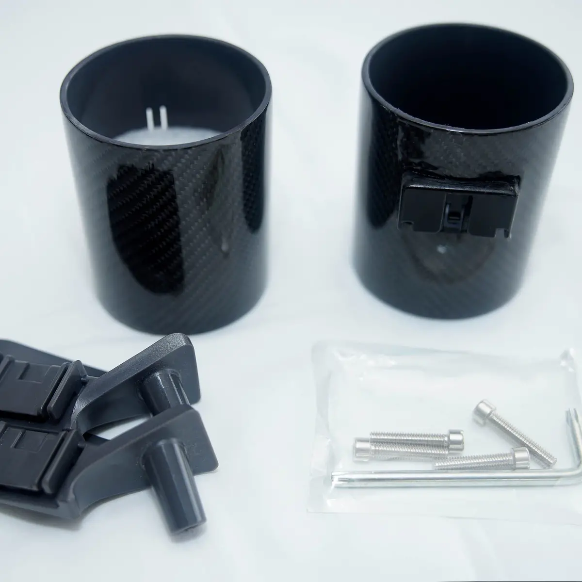 Real Gloss Carbon Fiber Door Cup Holders Pair For Tesla Model 3 Highland 2023-2026 1