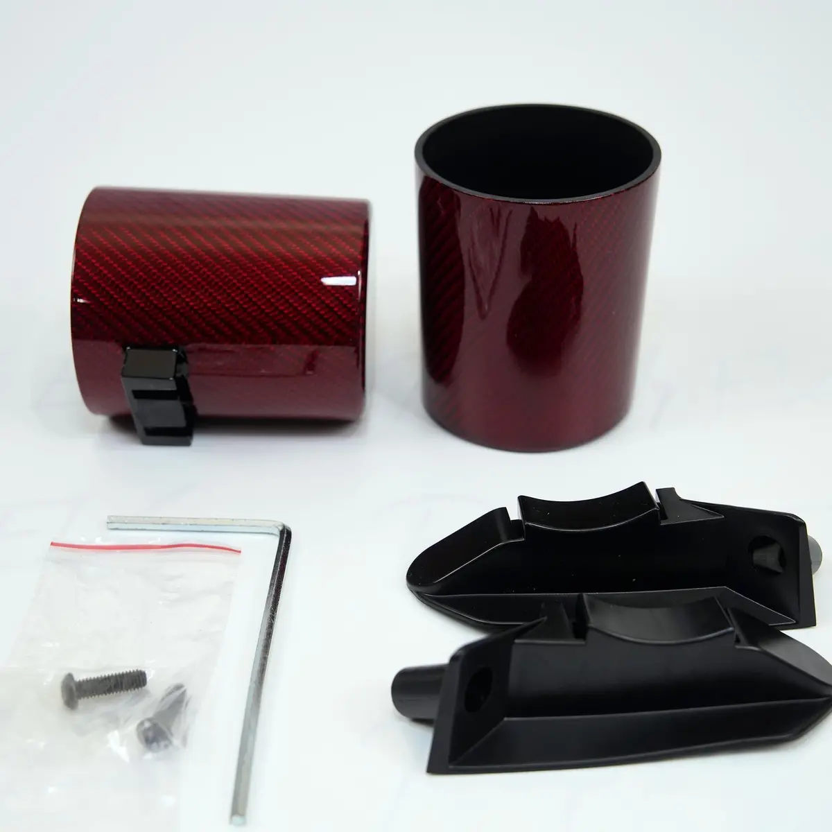 Real Red Gloss Carbon Fiber Door Cup Holders Pair For Tesla Model 3 Highland 2023-2026 1