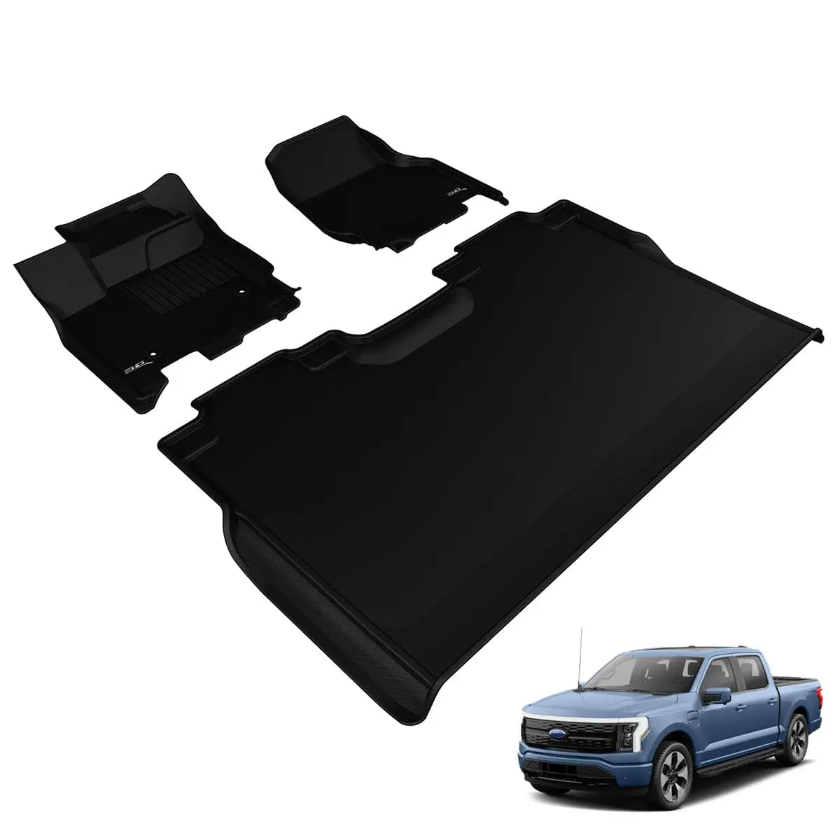3D Maxpider Custom Fit All-Weather Kagu Series Lhd Floor Mats For Ford F-150 Lightning 2022-2026 1