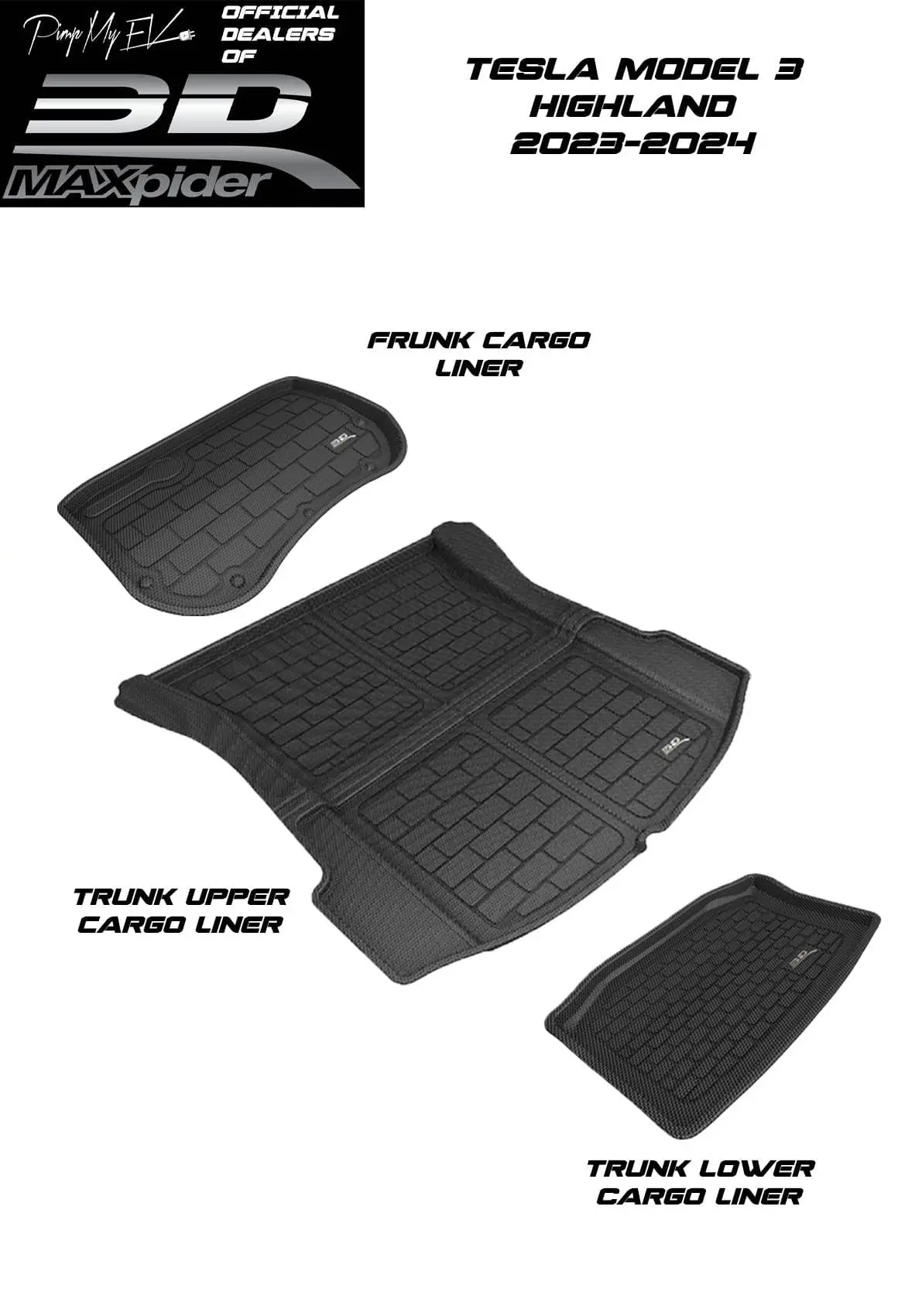 3D Maxpider Custom Fit All-Weather Kagu Series Lhd Floor Mats For Tesla Model 3 Highland 5 Seat 2023-2026 6