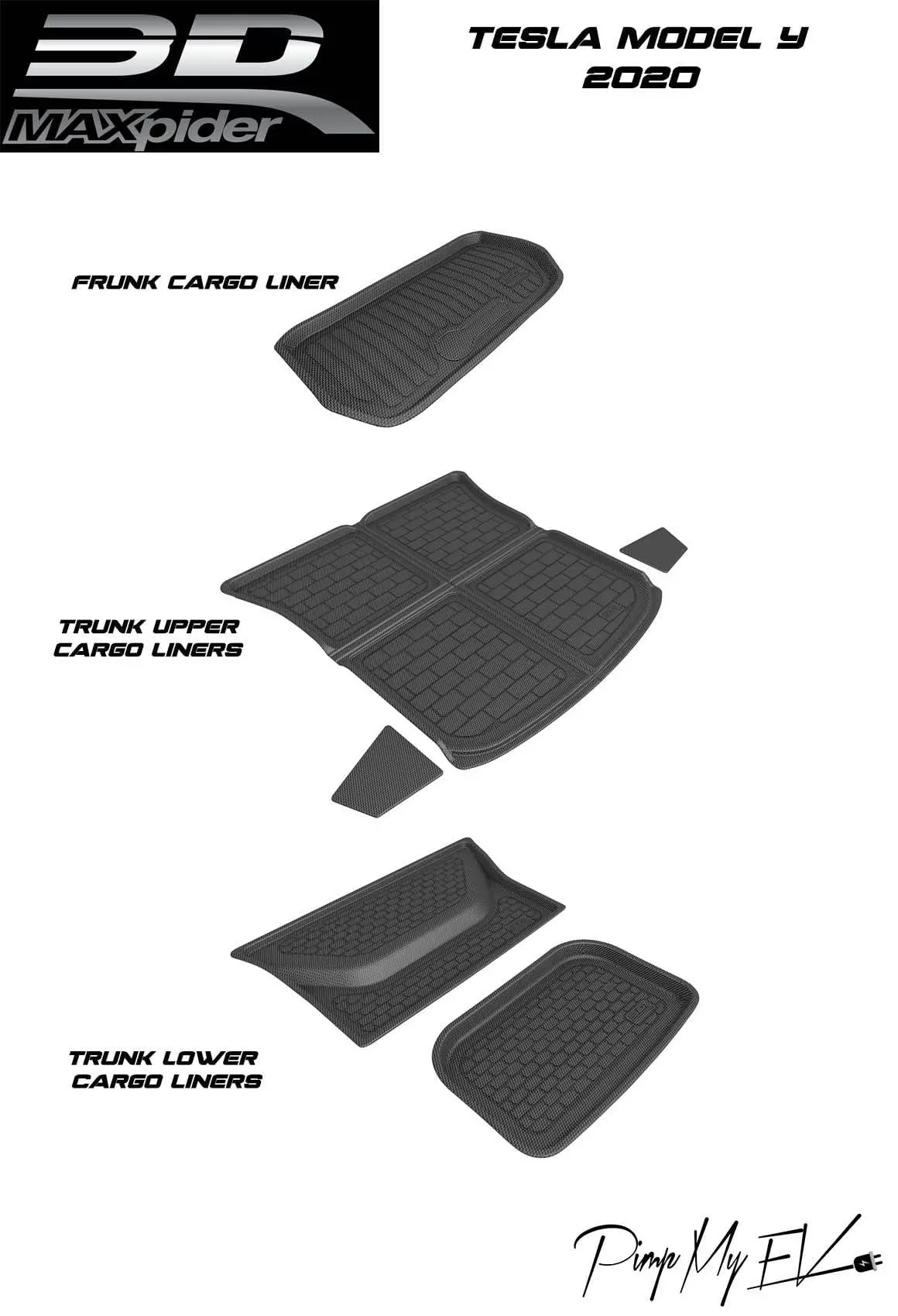 3D Maxpider Custom Fit All-Weather Kagu Series Lhd Floor Mats For Tesla Model Y 5 Seat 2020 6