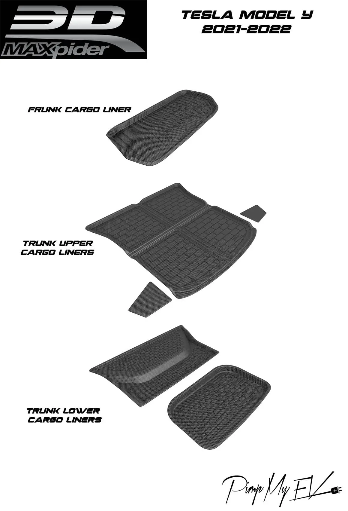 3D Maxpider Custom Fit All-Weather Kagu Series Lhd Floor Mats For Tesla Model Y 5 Seat 2021-2026 6