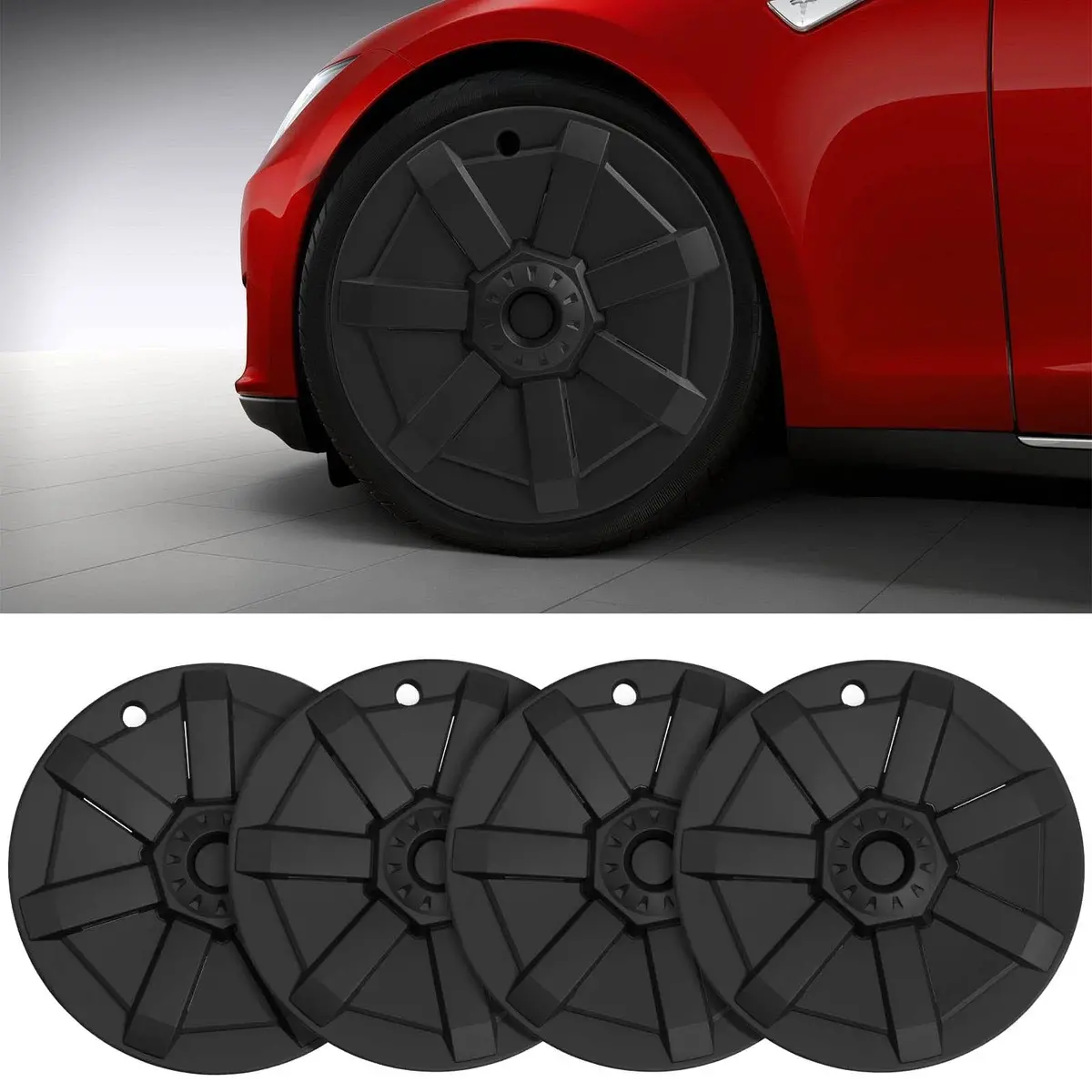 4Pcs 19Inch Cybertruck Inspired Full Coverage Wheel Covers For Tesla Model Y 2020-2026 1