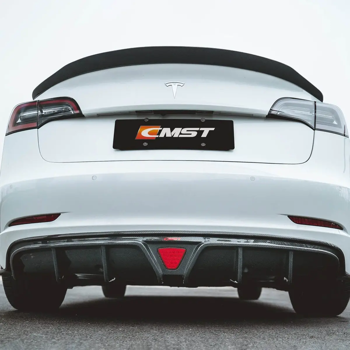 Cmst Genuine Carbon Fiber Rear Diffuser Tesla Model 3 V2 2017-2023 1