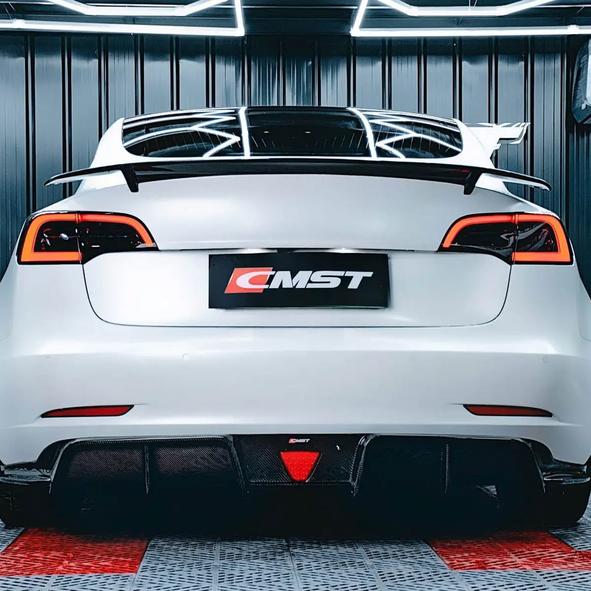Cmst Genuine Carbon Fiber Rear Diffuser Tesla Model 3 V3 2017-2023 1
