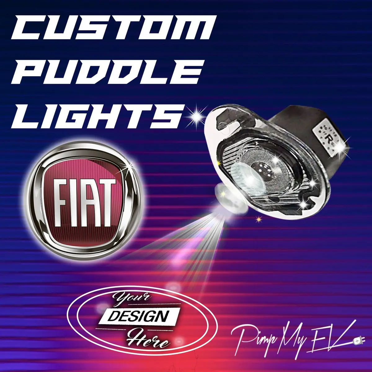 Custom Led Courtesy Door / Side Mirror Projector Puddle Lights For Fiat 1