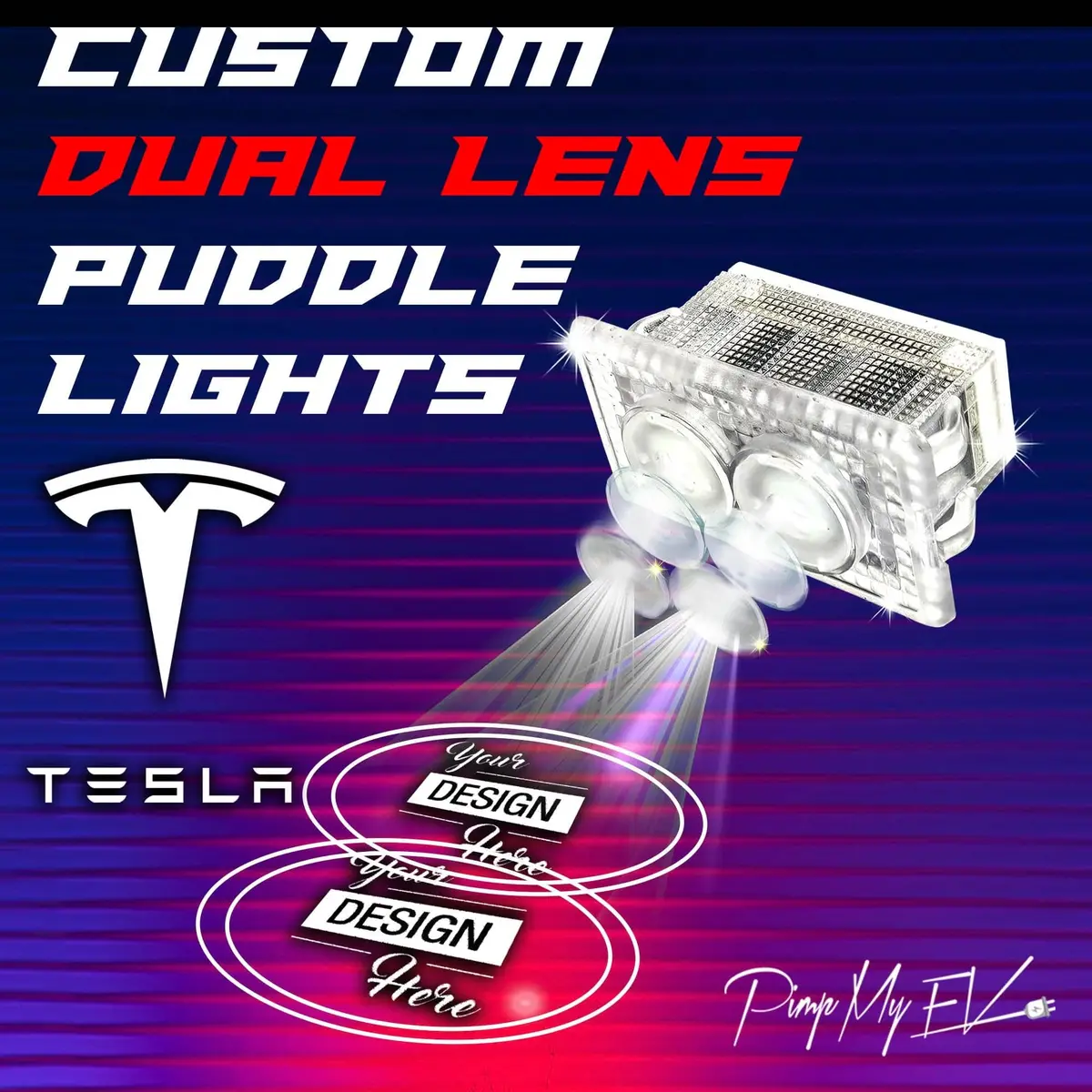 Custom Dual Lens Led Courtesy Door Projector Puddle Lights For Tesla Cybertruck - 2024-2026 1