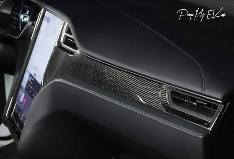 Carbon Fiber Effect Gloss Dashboard Trim Kit For Tesla Model S 2014-2020 1