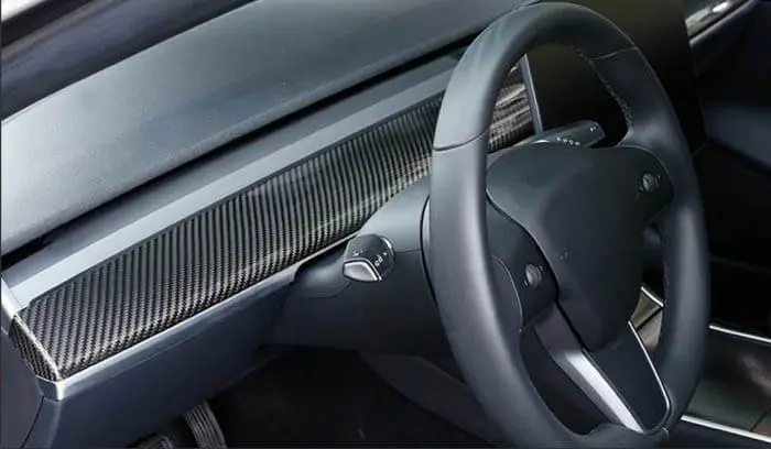 Real Molded Gloss Carbon Fiber Single Piece Dashboard Overlay Cover For Tesla Model 3 Gen 1 2017-2020 1