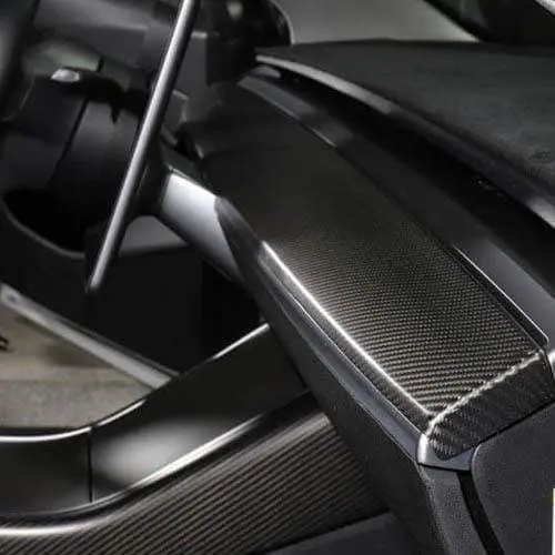 Real Molded Matte Carbon Fiber Dashboard Overlay Cover For Tesla Model Y 2021-2025 Pre-Juniper 1