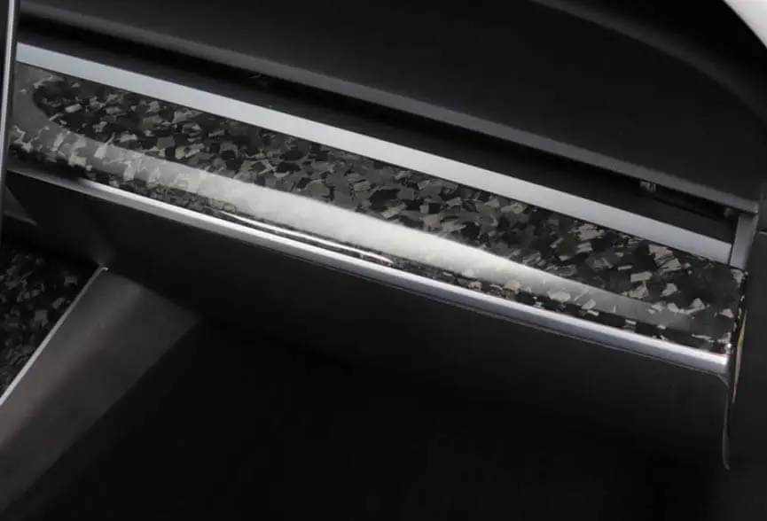 Real Molded Gloss Forged Carbon Fiber Dashboard Overlay Cover For Tesla Model Y 2020-2026 2