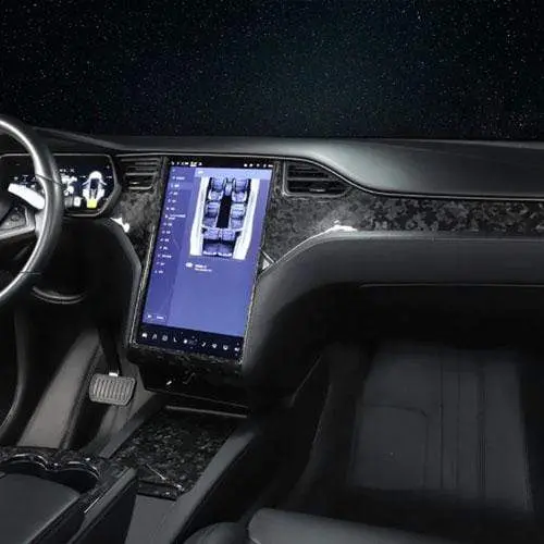 Real Molded Gloss Forged Carbon Fiber Dashboard Overlay Kit For Tesla Model S 2015-2020 1