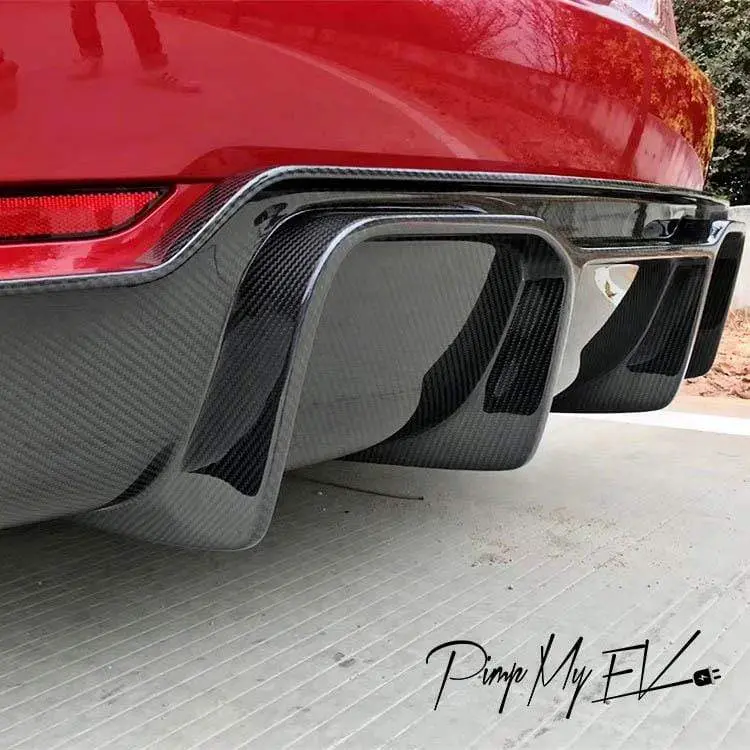 Real Gloss Carbon Fiber Diffuser For Tesla Model 3 2017-2023 1