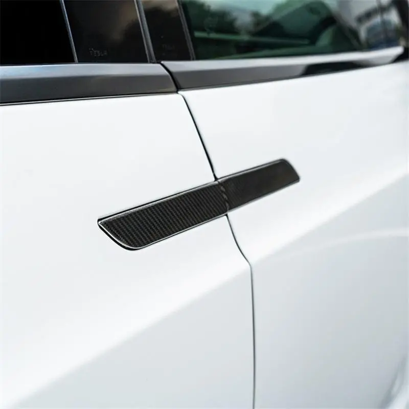 4Pcs Carbon Fiber Effect Door Handle Protection Covers For Tesla Model X 2015-2026 1