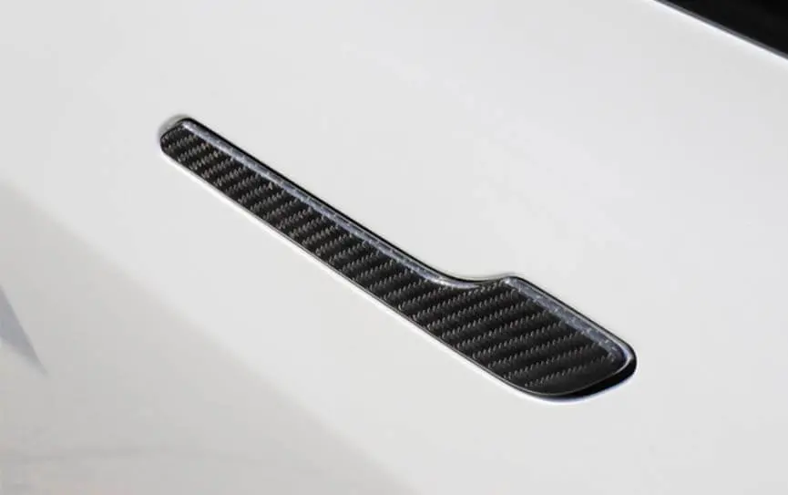 4Pcs Real Molded Gloss Carbon Fiber Door Handle Overlay Covers For Tesla Model 3 2017-2023 1