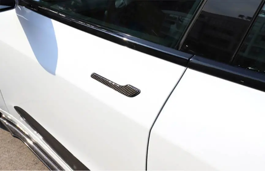 4Pcs Real Molded Gloss Carbon Fiber Door Handle Overlay Covers For Tesla Model Y 2020-2026 2