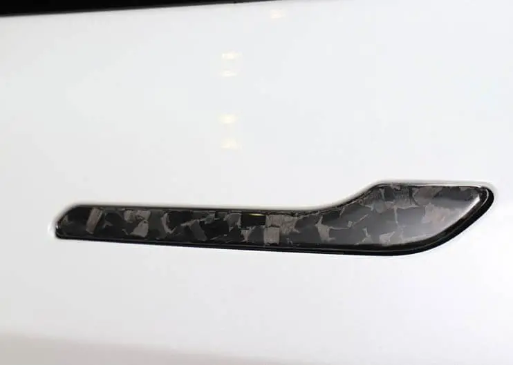 4Pcs Real Molded Gloss Forged Carbon Fiber Door Handle Protection Covers For Tesla Model Y 2020-2026 1