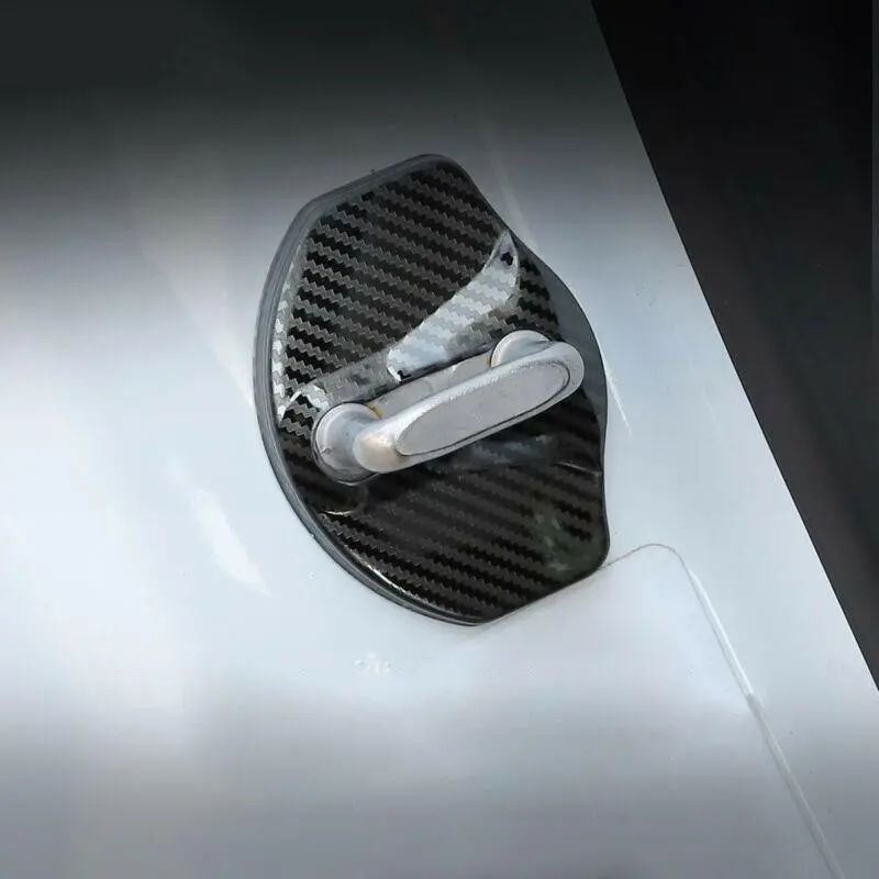 Carbon Fiber Door Lock Protection Cover For Tesla Model Y 2020-2023 1