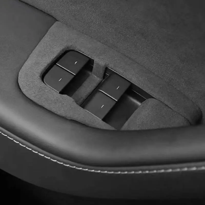 Alcantara Window & Door Switch Protective Hard Overlay Covers For Tesla Model Y 2020-2026 1