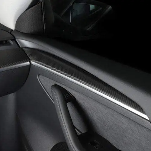 Real Molded Matte Carbon Fiber Door Interior Door Panel Overlay Covers For Tesla Model 3 2021-2023 1