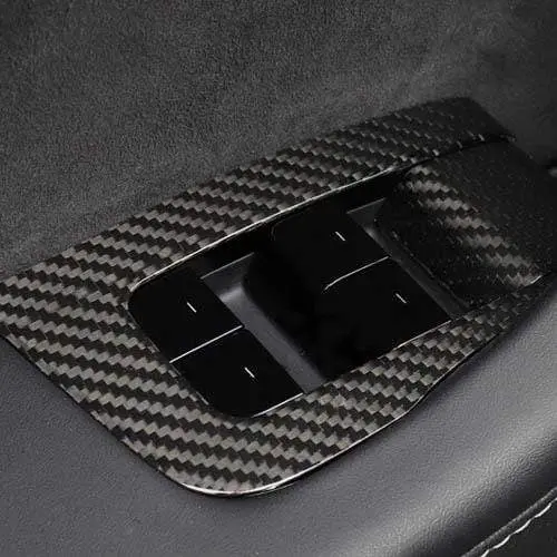 14Pcs Dry Real Molded Gloss Carbon Fiber Window Switch Covers For Tesla Model 3 (Right Hand Drive) 2017-2020 1