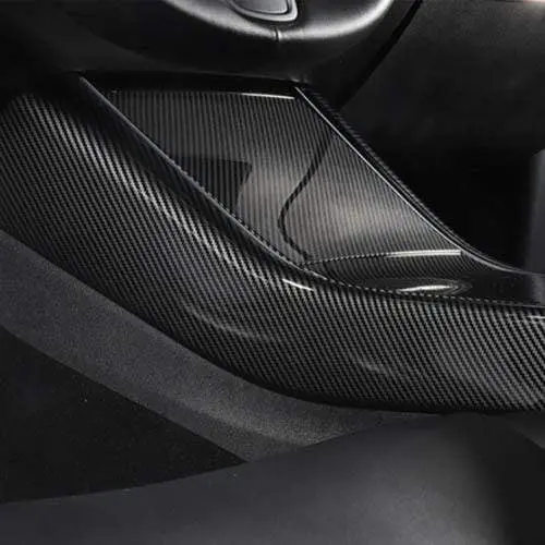 Carbon Gloss Fiber Effect Center Console Side Panel Overlays For Tesla Model Y 2020 1