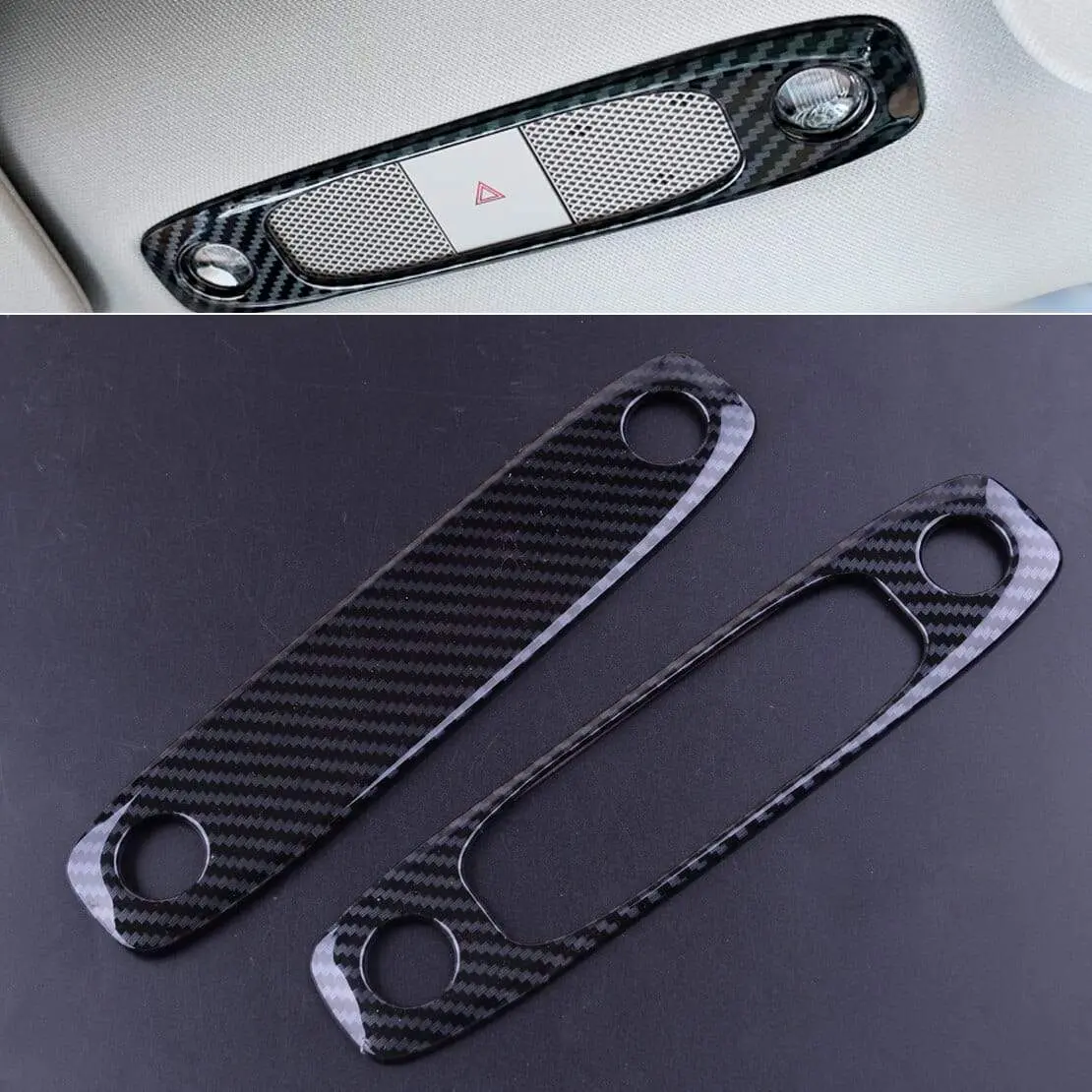 Carbon Fiber Effect Spotlight Cover Plates For Tesla Model 3 2017-2023 1